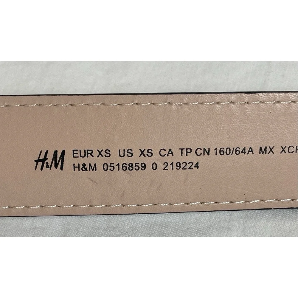 H&M Faux Phyton Leather Belt Women's Sz S/30 Gray Beige Gold Tone Buckle